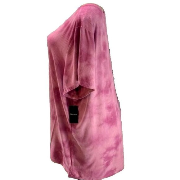 Torrid 1-XL Ribbed Pink Mauve Multiple Hues Crew Neckline Short Sleeve Tee - Picture 5 of 6